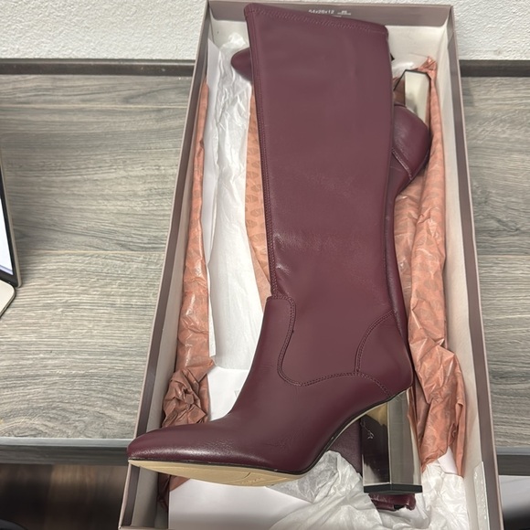 Franco Sarto Catherine Hight Shaft Faux Leather Burgundy Boots - Picture 4 of 4